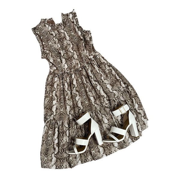 Everleigh Reptile Print Sleeveless Tiered Ruffle Midi Dress Size XS - Picture 4 of 9